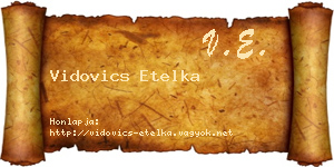 Vidovics Etelka névjegykártya